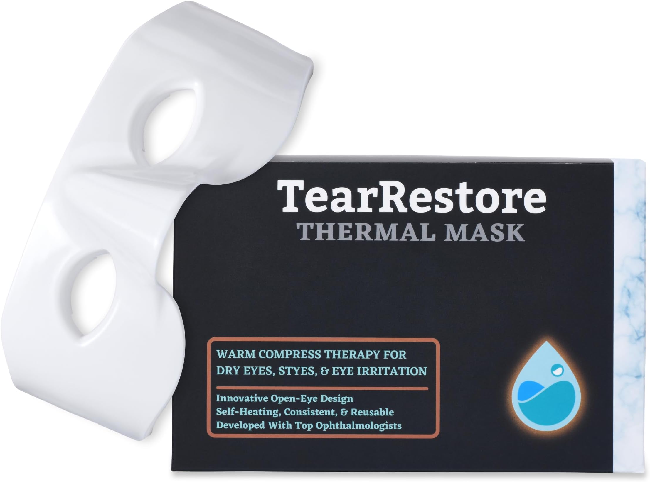 TearRestore Heated Eye Mask for Dry Eyes – Self-Heating Reusable Open Eye Compress for Styes & Eye Irritation – No Microwave NeededDesign for Travel or Daily Wellness