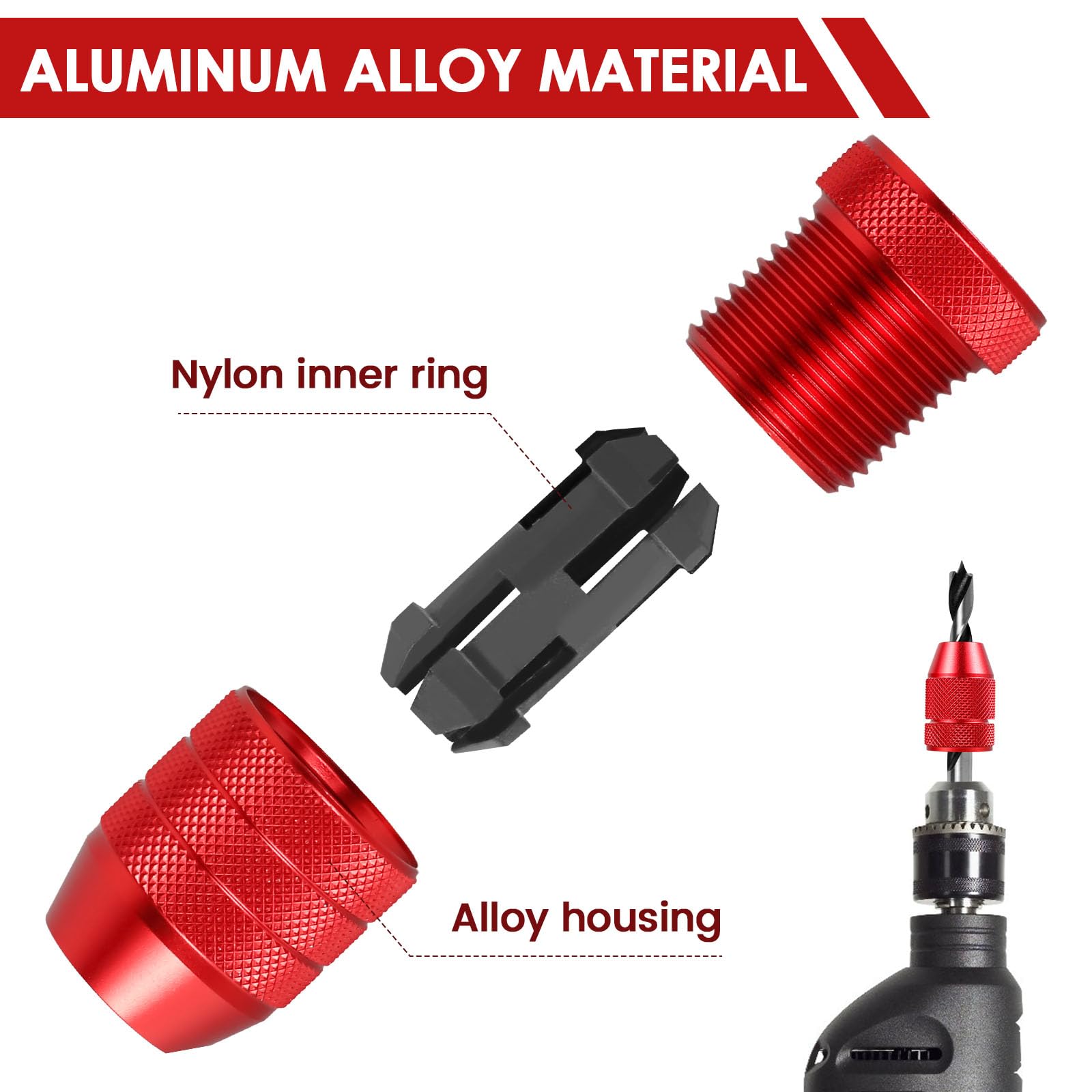 4pcs Bohrstopp Einstellbar 2-11 mm Aluminiumlegierung Tiefenanschlag für Bohrer Robust Hohe Temperaturbeständigkeit Bohrtiefenstopp für Möbelmontage Metall Holz Kunststoff Ziegel