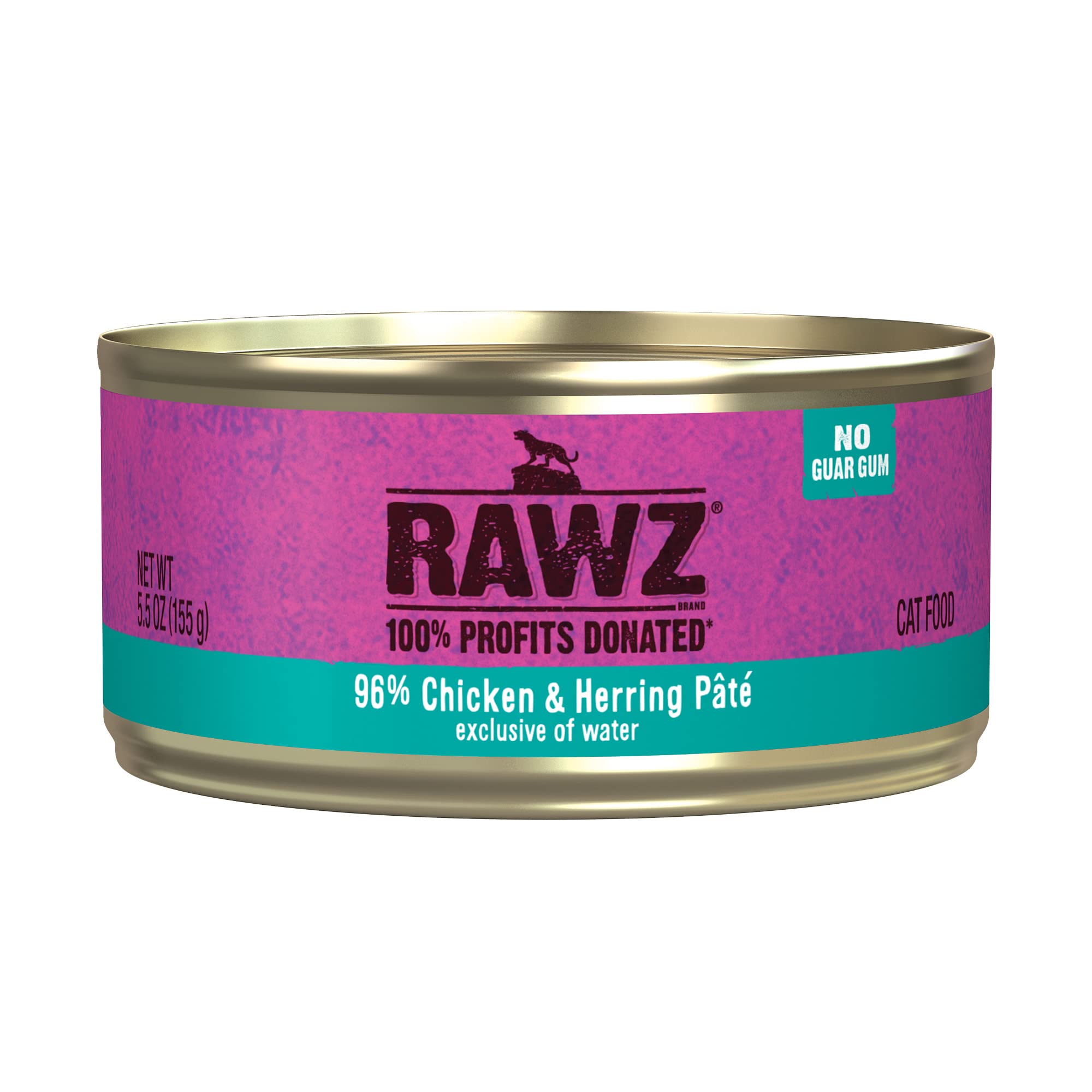 Rawz Natural Premium Pate Canned Cat Wet Food - Made with Real Meat Ingredients No BPA or Gums - 5.5oz Cans 24 Count (Chicken & Herring)