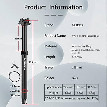 BIKE DROPPER SEAT Post 30.9/31.6x425mm Wire Control MTB Lift Seat Tube AAU $125.29 - AU