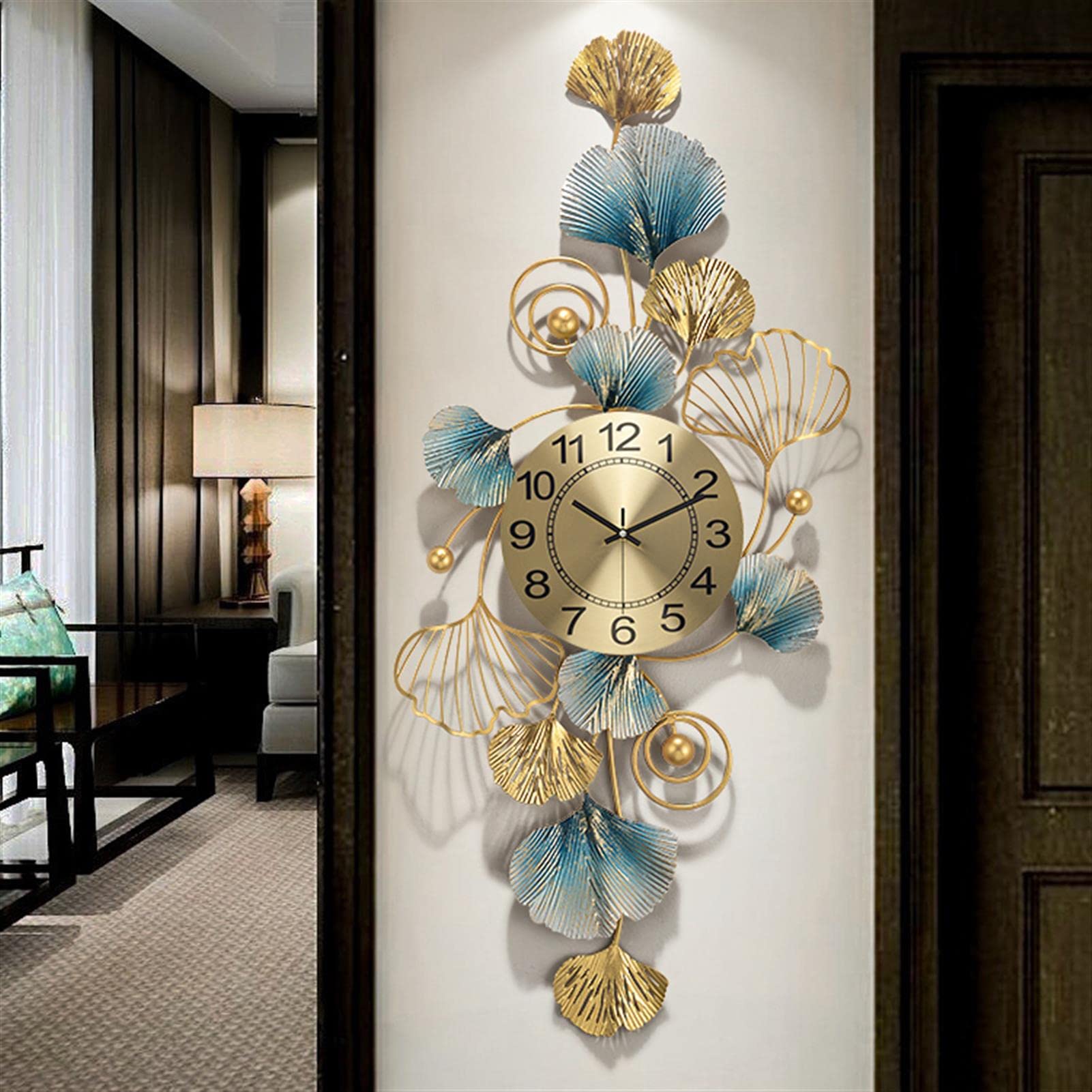 MYUYEE Large Metal for Living Room ation, 35 Inch Silent Non Ticking Battery Operated Quartz Clock, 3D Wall ation