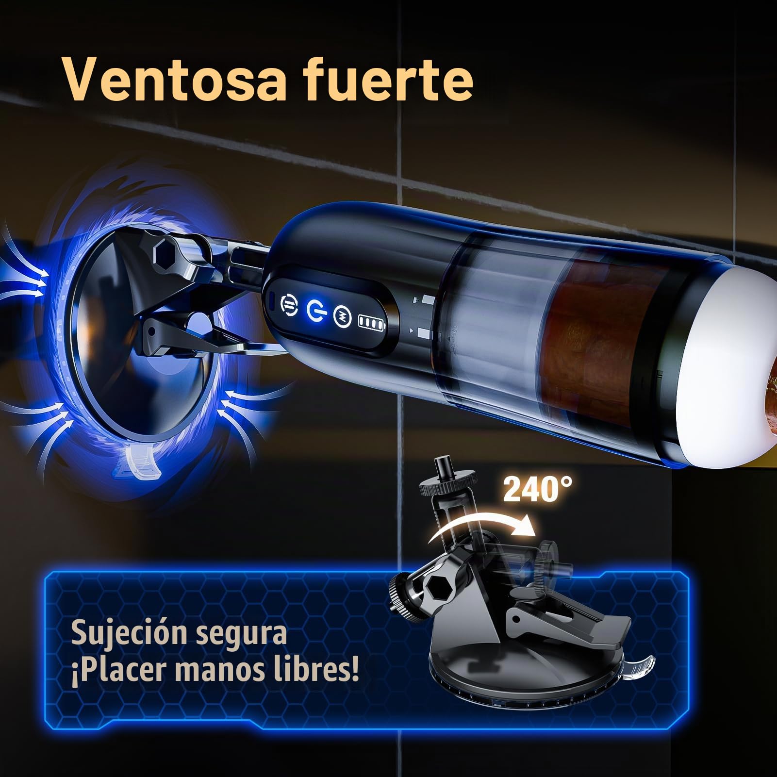 PRONFANS Masturbador Masculino Copa Manos Libres con 7 Modos función telescópica y función de giratorio, Masturbador Juguetes Sexuales, Vagina 3D Masturbádores Masculino Real