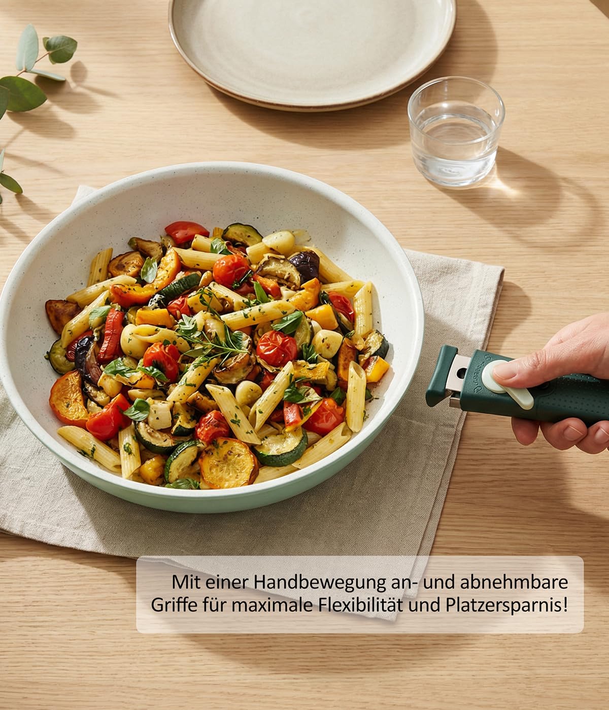 Genius Cerafit Revolution Vario Pfannenset Kochgeschirr Set 27-tlg., Keramikbeschichtung, abnehmbare Griffe, Topfsets, Induktion geeignet, backofenfest bis 250 °C, PFAS-frei