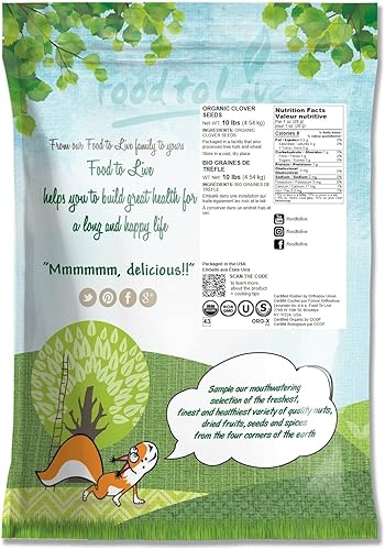 Miniatura 2 de Semillas de trébol orgánicas para germinar, 10 libras, sin OMG, puras, veganas, kosher, a granel. Semillas comestibles. Ricas en vitaminas,
