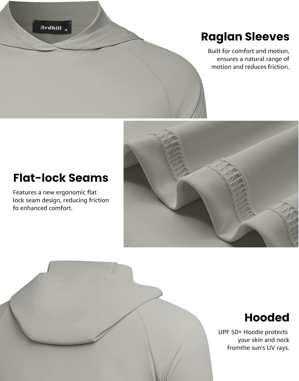 Mens UPF 50+ Sun Hoodie UV Protection Long Sleeve Swimming Rash Guard SPF Quick Dry Fishing Shirt for Outdoor Sports - Image 6