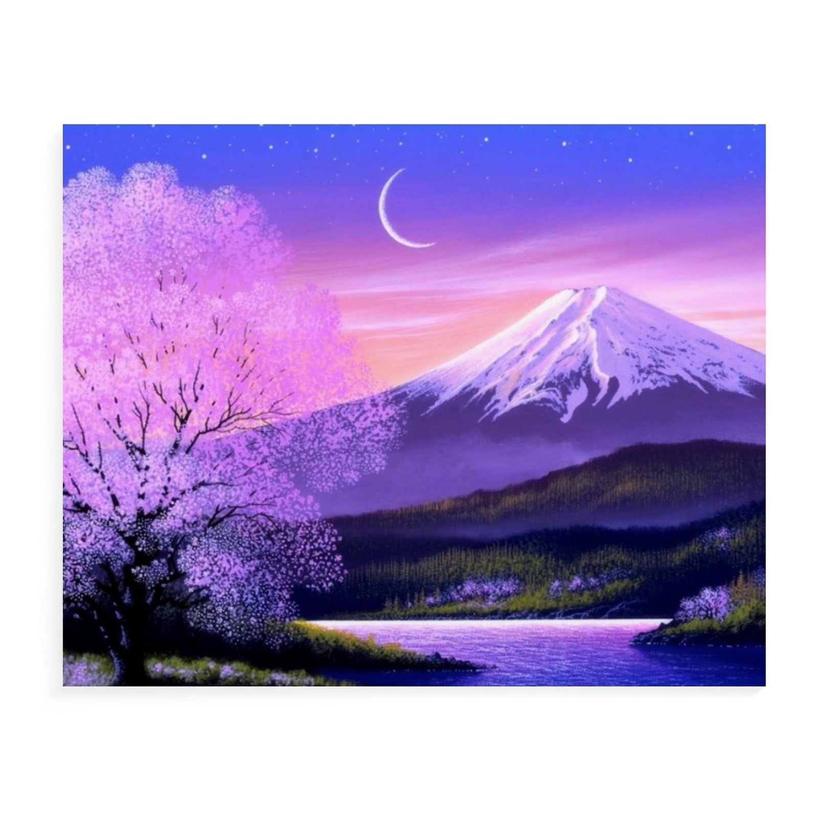 アクリル画 風景画 紫の木 Amazon | 紫の木 富士山 数字油絵 ロマンチックなファンタジー風景