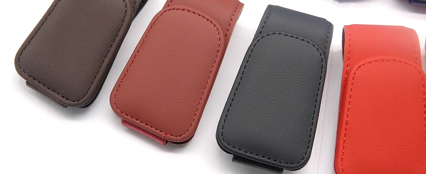Lot De 2 Porte-Lunettes Voiture Magnétiques En Cuir - Clip Visor Noir Pour Lunettes, Cartes Et Tickets