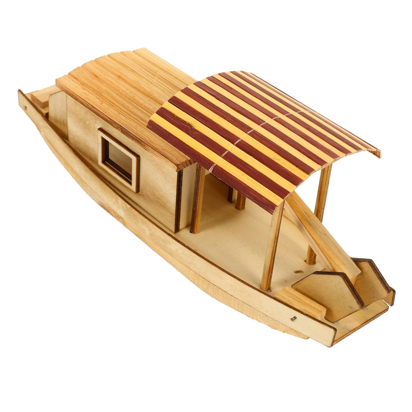 ERINGOGO Wooden Canoe Model Small Boat Figurine for Desktop Decor Rustic Wooden Boat Ornament Present for Collectors and Home Decoration Exquisite Craftsmanship Charming Design