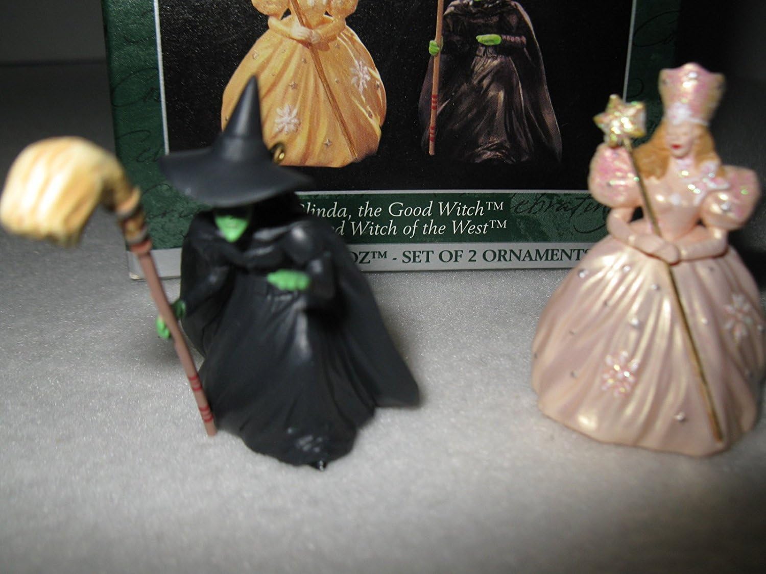 1997 Hallmark Ornament The Wizard of Oz Glinda, the Good Witch & Wicked Witch of the West Set of 2 Miniature Ornaments