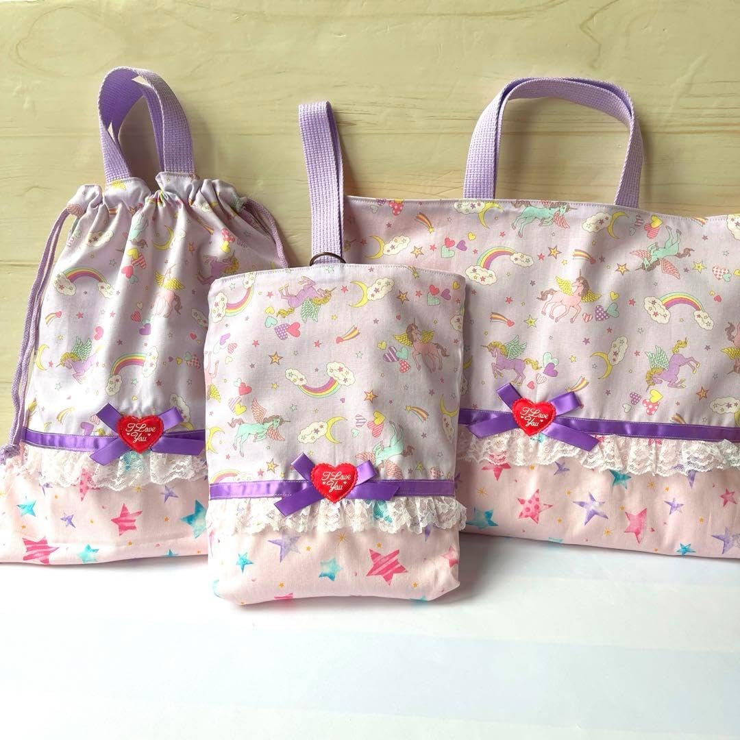 レッスンバッグ 上履き入れ 体操服袋✖️3 ストア ヌビ いちご刺繍