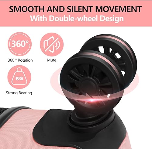 Miniatura 5 de AnyZip - Maleta de ABS y PC con carcasa rígida, ligera, con 4 ruedas universales y candado TSA, 20, 24, 28 pulgadas, Rosa, Equipaje de mano de 20