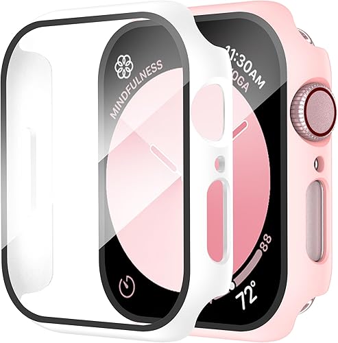Miniatura 10 de Smiling Paquete de 2 fundas compatibles con Apple Watch Serie 3/Serie 2 de 1.49 pulgadas, protector de pantalla vidrio templado, carcasa rígida
