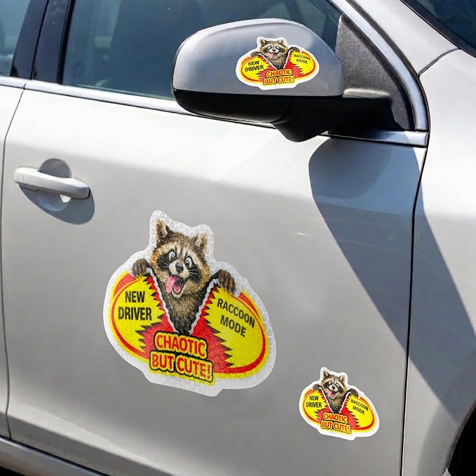 3 Piezas Señales de Conductores Estudiantes Reflectantes con Adhesivos - Divertidos Animales para Carro, Resistente al Agua y a las Condiciones Meteorológicas, Alta Visibilidad, Decals para Vehículos, Imán + Adhesivos miniatura 7