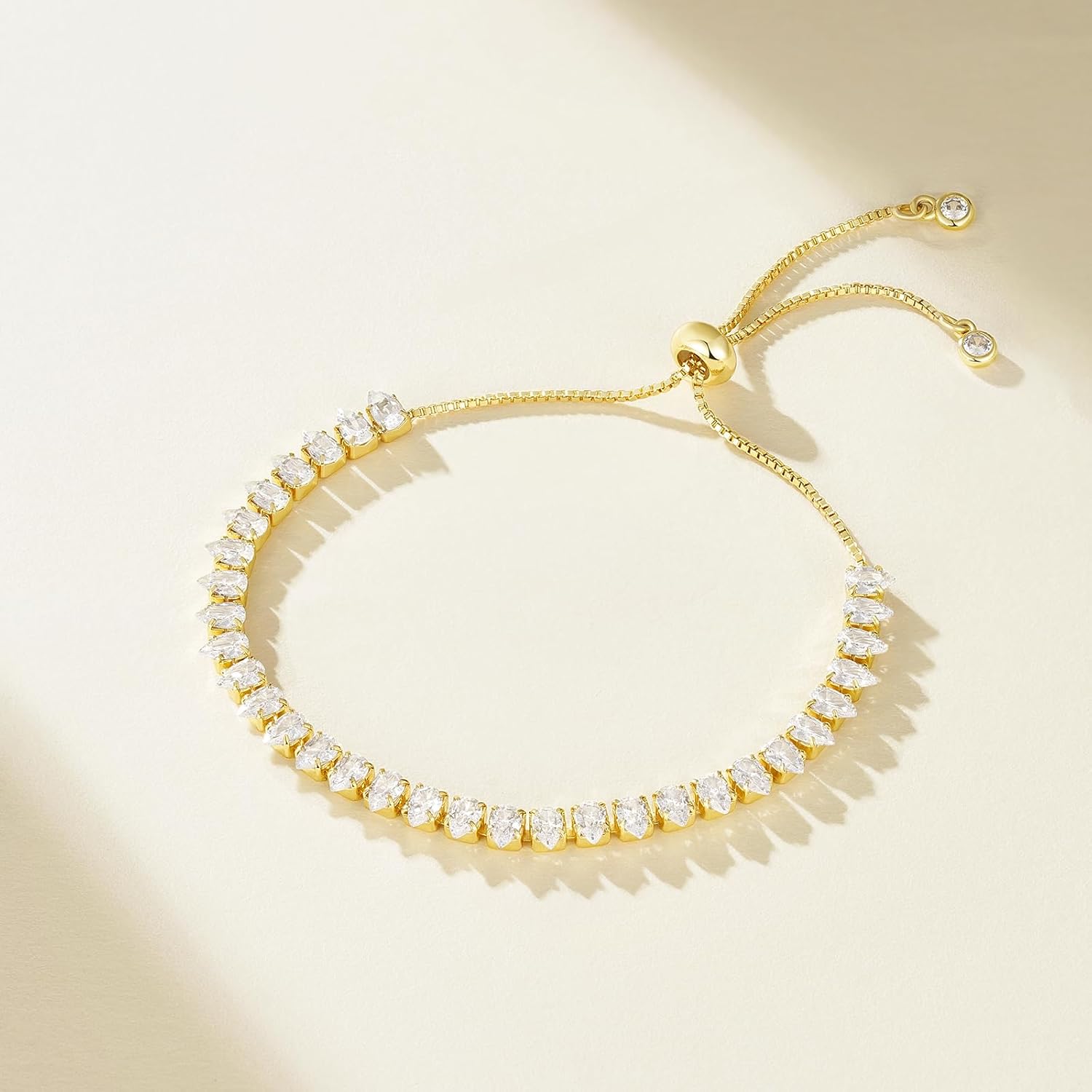 KissYan Tennis Bracelet for Women, 14K Gold Plated Cubic Zirconia Adjustable Slider Bracelets Trendy Jewelry Gift - Image 8