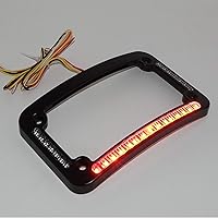 Vista 7 de HTTMT - Marco de matrícula curvo LED dual para motocicleta con señal de giro, luz de freno - Acabado negro Universal compatible con cualquier