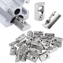 Pack of 20 M8 T-Slot Nuts with Ball Nut 8 for 4040 Aluminium Profile with Centring Spring Ball, 40 Series Slot Nut M8 Thread, Carbon Steel Sliding Nut T Slot Stones Set for Aluminium C Profile 3D