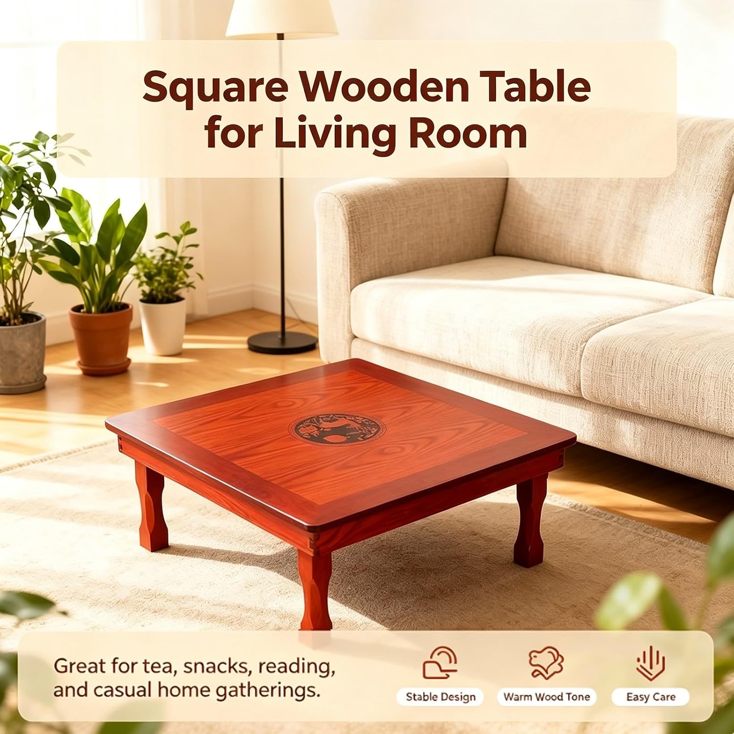 Folding Coffee Table Japanese Floor Wood Low Square Dining Table