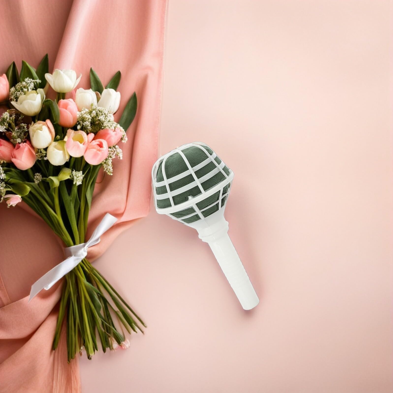 Beaupretty Supporto Porta Bouquet da Sposa con Schiuma Assorbente 18 Pezzi, Accessori per Composizioni Floreali Matrimonio, Manico Portafiori per Fiori Freschi Adatto a Cerimonie