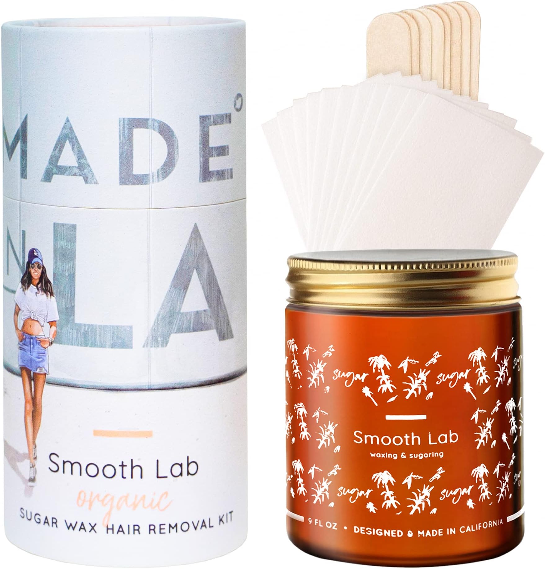 Smooth Lab, Sugar Wax Hair Removal Kit - Sugar Waxing Kit for Sensitive Skin - 100% Organic All Natural Ingredients - Perfect for Bikini, Arm, Leg, Chest, Facial and Body Hair Removal - Achiever