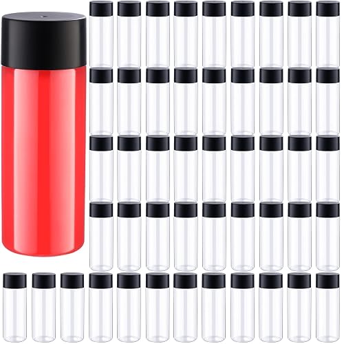 Yinder 50 Pcs Plastic Juice Bottles with Black Lids Sensory