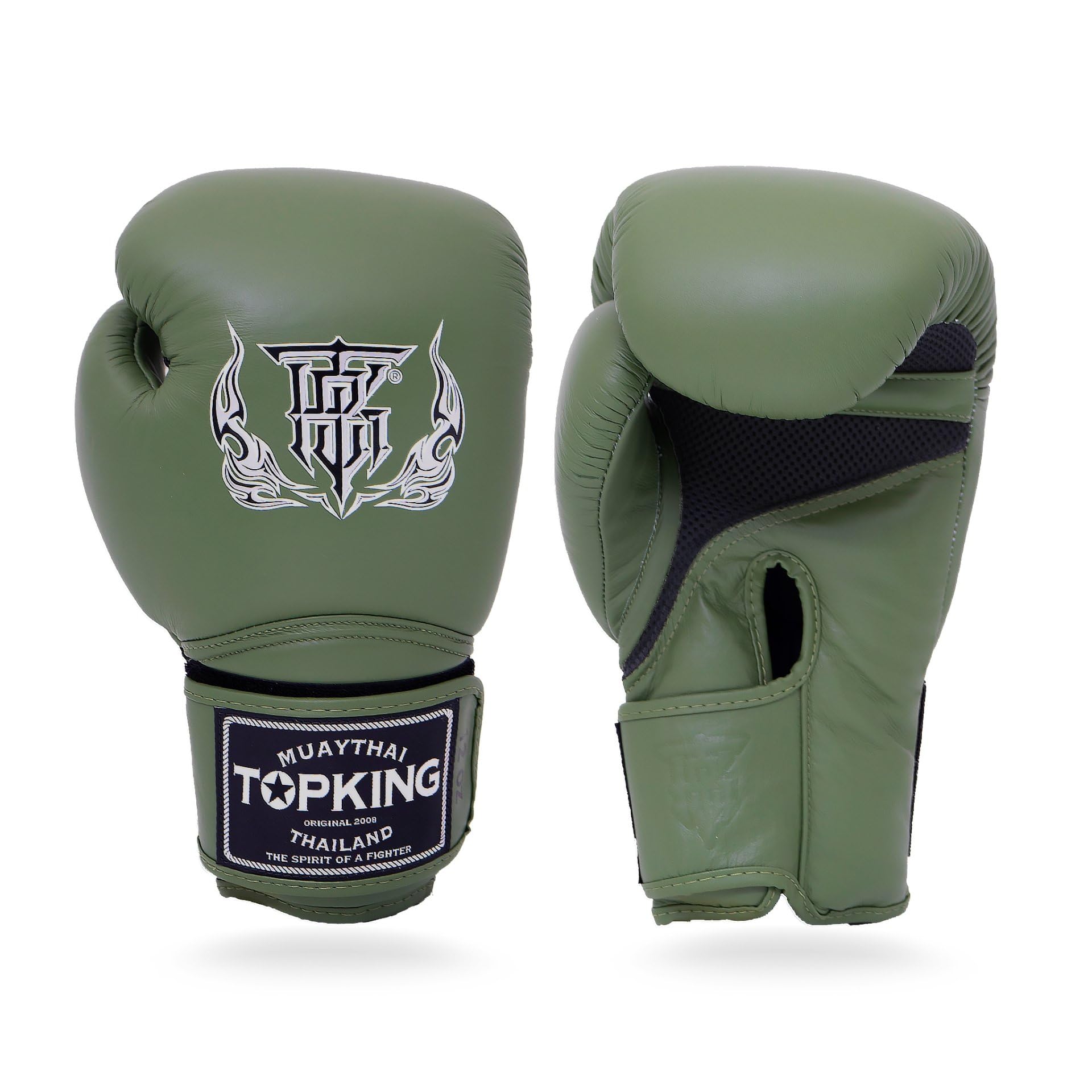 Top King Super Air Breathable Leather Gloves Muay Thai Boxing Gloves for Training or Sparring - Khaki, 10oz โ image 1
