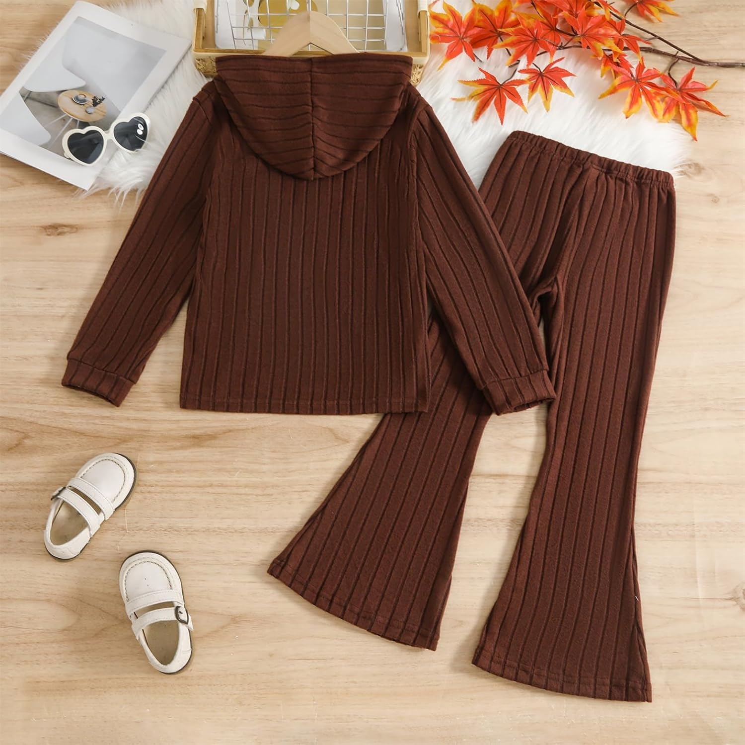 Girls Clothes Solid Color Long Sleeve Hoodie Top + Pants 2PCs Girls' Fall Clothing Sets - Image 5