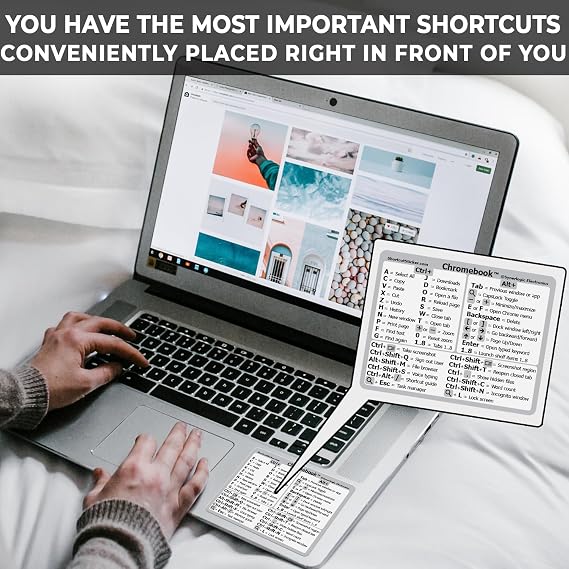 Synerlogic Chrome OS Reference Keyboard Shortcut Sticker - No-Residue Laminated Vinyl for Any Brand Chromebook Laptop Running Chrome OS (White)