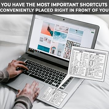 Synerlogic Chrome OS Reference Keyboard Shortcut Sticker - No-Residue Laminated Vinyl for Any Brand Chromebook Laptop Running Chrome OS (White)