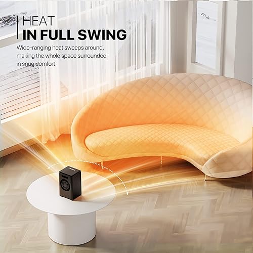 Miniatura 7 de MoNiBloom Calentador de espacio eléctrico portátil, calentador personal de calefacción rápida PTC para oficina, dormitorio, sala de estar,