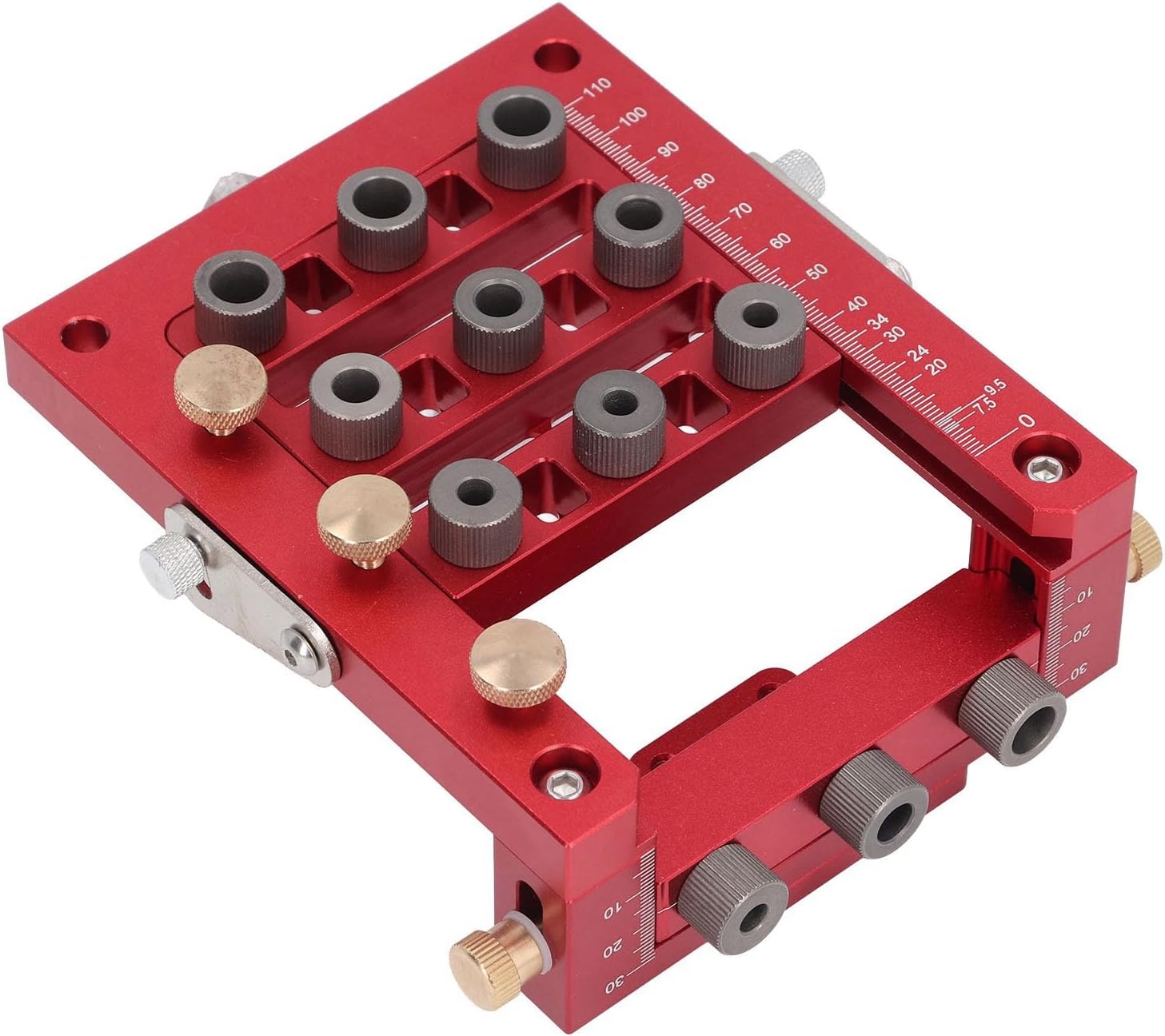 Concealed Hinge Jig, 3 in 1 Adjustable All Metal Shelf Pin Jig Drilling Jig Accurate Hinge Hole Jig Hardware Jig Drill Locator Set with 10pcs Drill Bits for Cabinet
