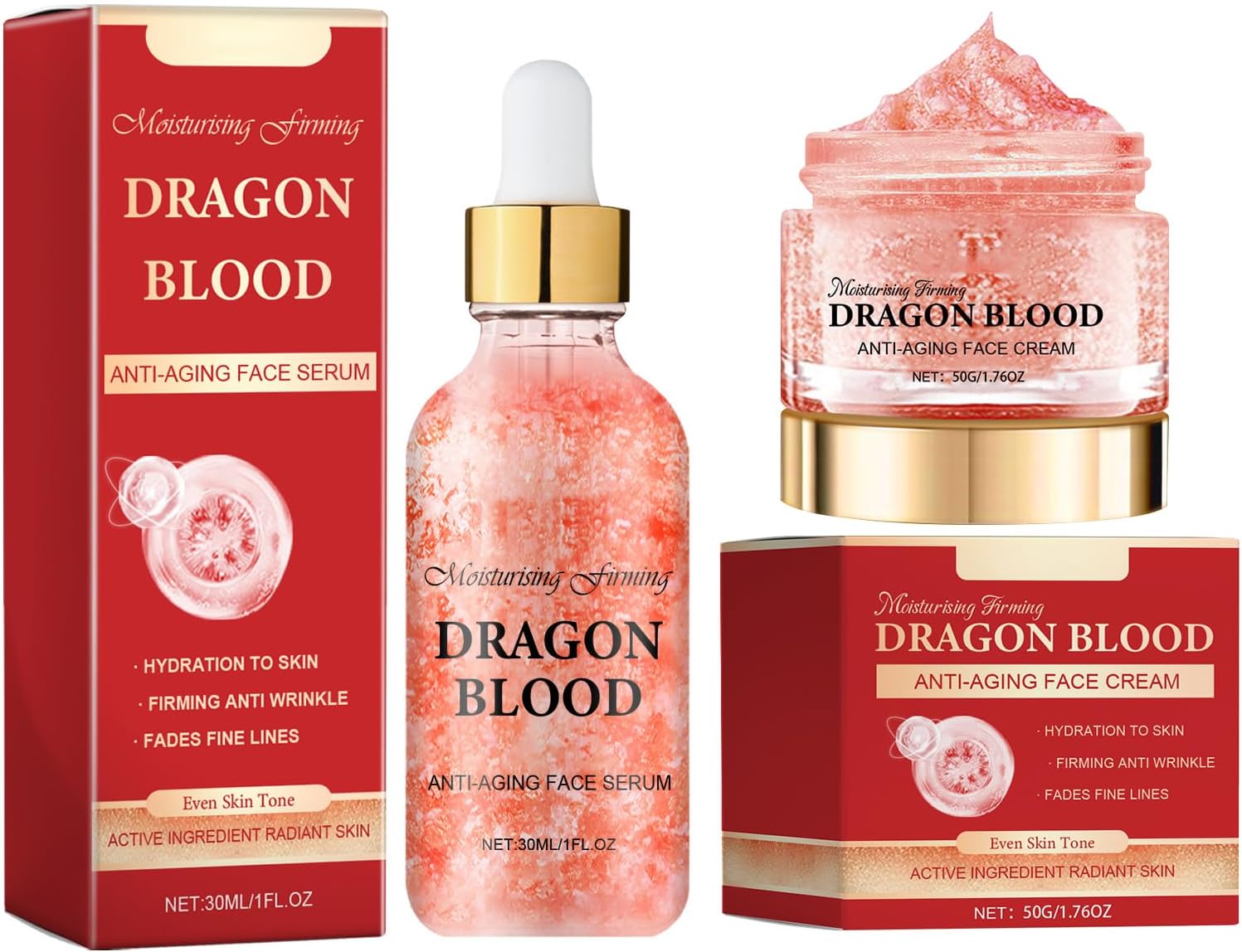 Dragons Blood Easy Cream Firming Cream for Face + Anti-Wrinkle Face Serum, 50 g and Dragon Blood, 30 ml Anti-Wrinkle Serum, Fine Lines to Reduce Cream 3-3