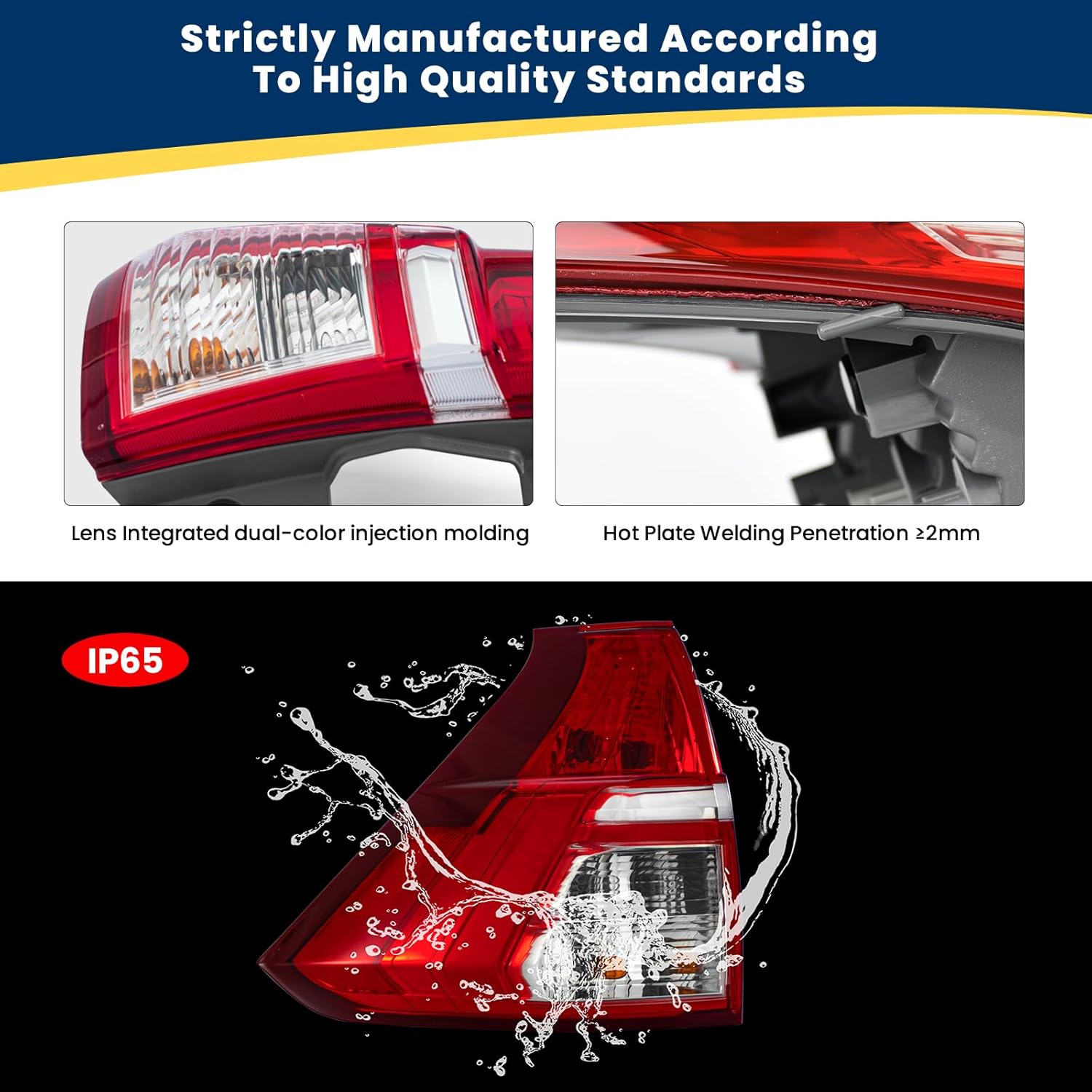 Tail Light Assembly Replacement Fit For Honda CRV 2015 2016 Left Driver Side Taillight Assembly Brake Lamp For 2015 2016 Honda C-RV With Bulb Replaces #HO2800186 33550-T1W-A01