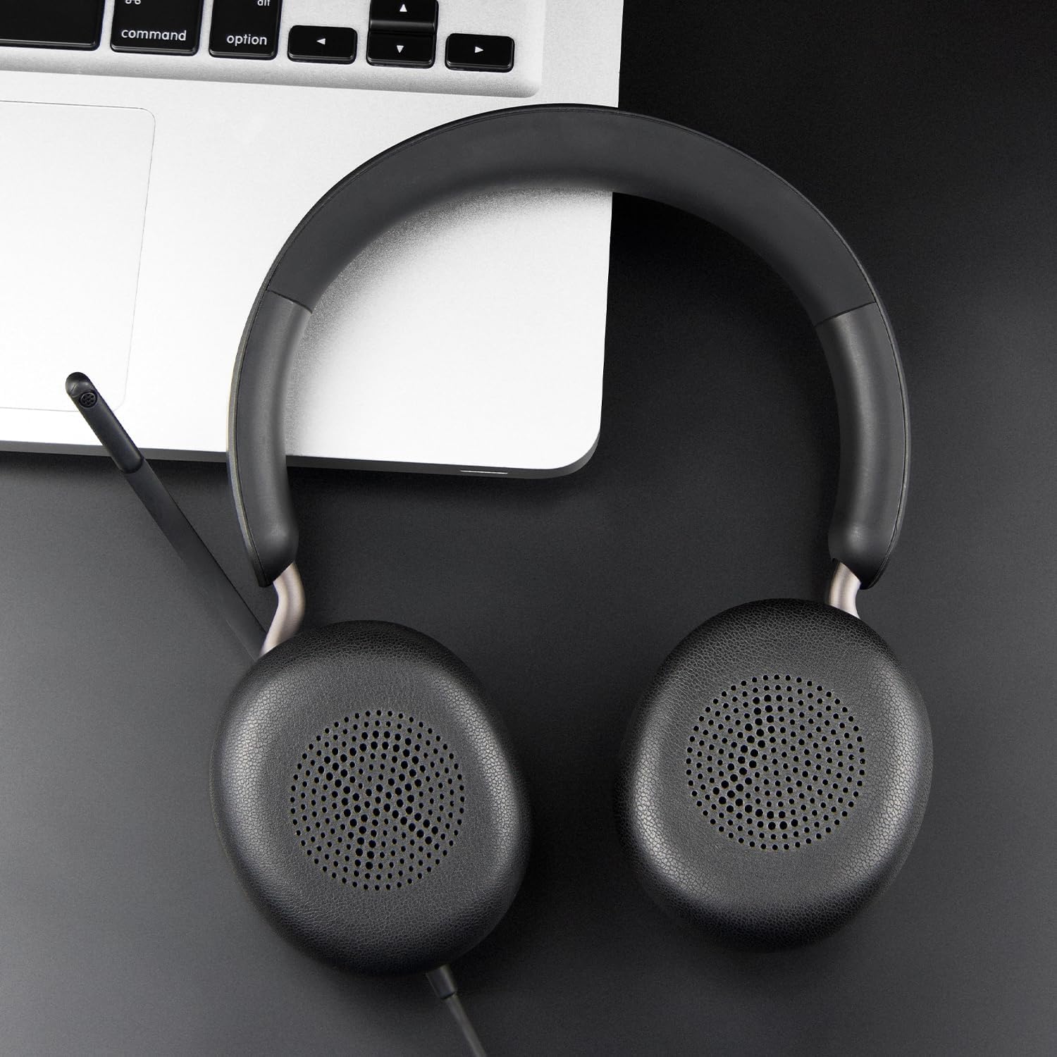 SOULWIT Earpads Replacement for Jabra Evolve2 65 (Evolve 2 65MS 65UC MS UC)/Evolve2 40 (40UC 40MS USB)/Elite 45h On-Ear Wireless Headset, Ear Pads Cushions with Softer Protein Leather - Black - Image 3