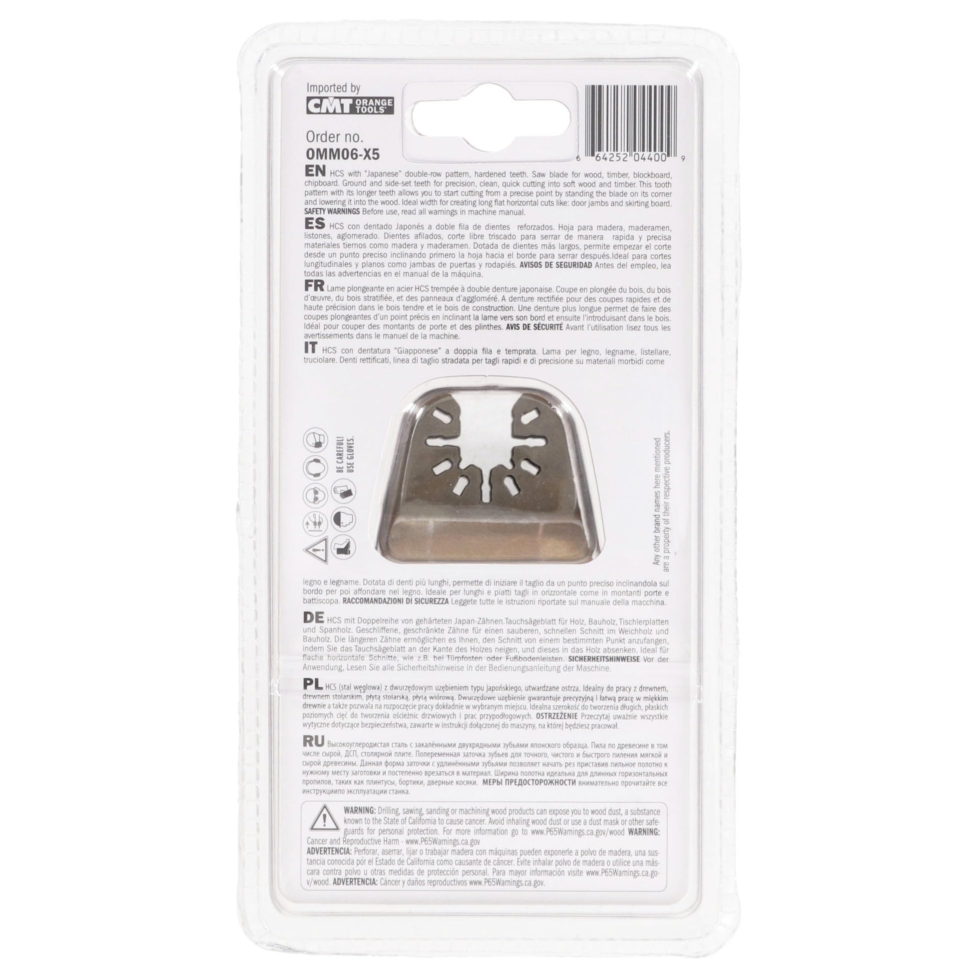 CMT OMM06-X5 Lame taglio di precisione 68mm a dentatura "Giapponese" per legno, Attacco universale, 5 pz