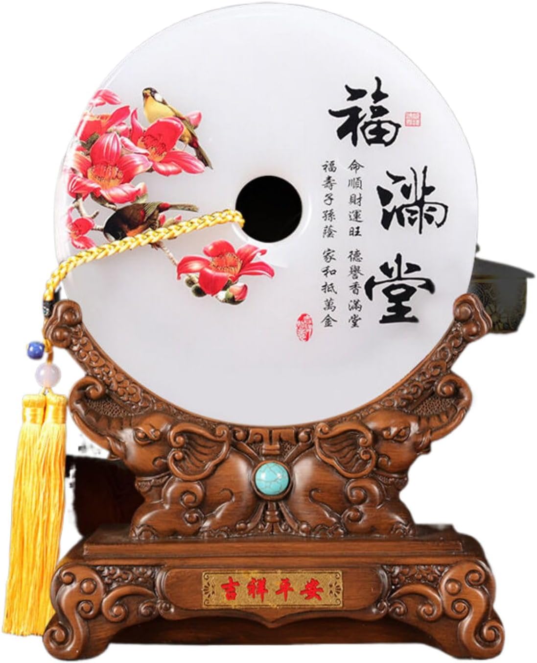 平安扣玉石创意摆件 Feng Shui Figurine Home Office Decor Chinese Gifts 家居客厅酒柜电视柜装饰品乔迁送新人结婚礼物 8971