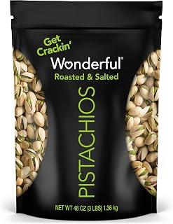 Wonderful Pistachios Roasted & Salted In-Shell, 48oz Resealable Bag - Gluten-Free Protein Snack, Bulk Healthy Nuts from California