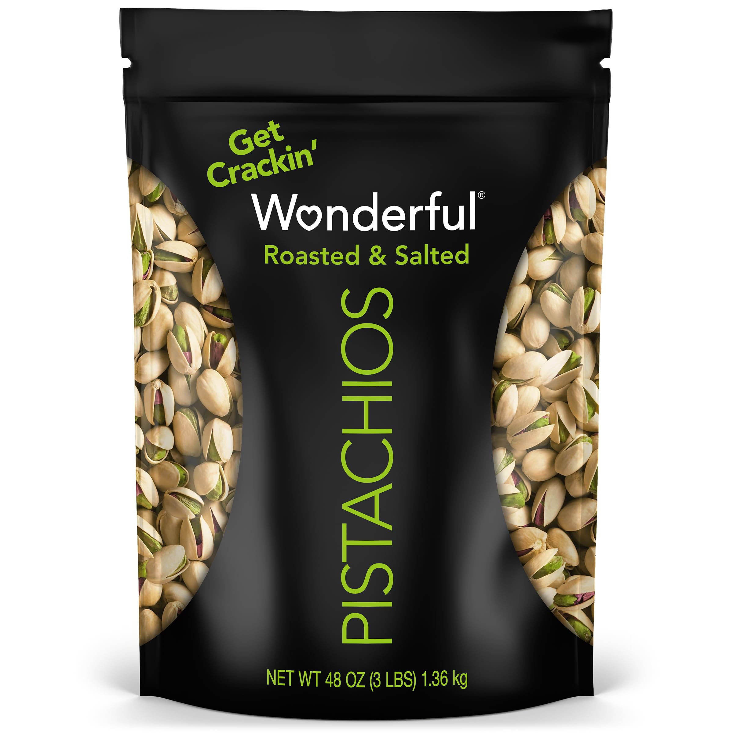 Wonderful Pistachios Resealable Bag, Roasted & Salted, 48 Oz
