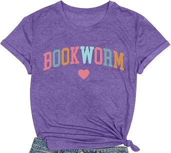 Womens Bookworm Shirts Reading Teacher T-Shirt Book Lover Tee Library Bookish Tops
