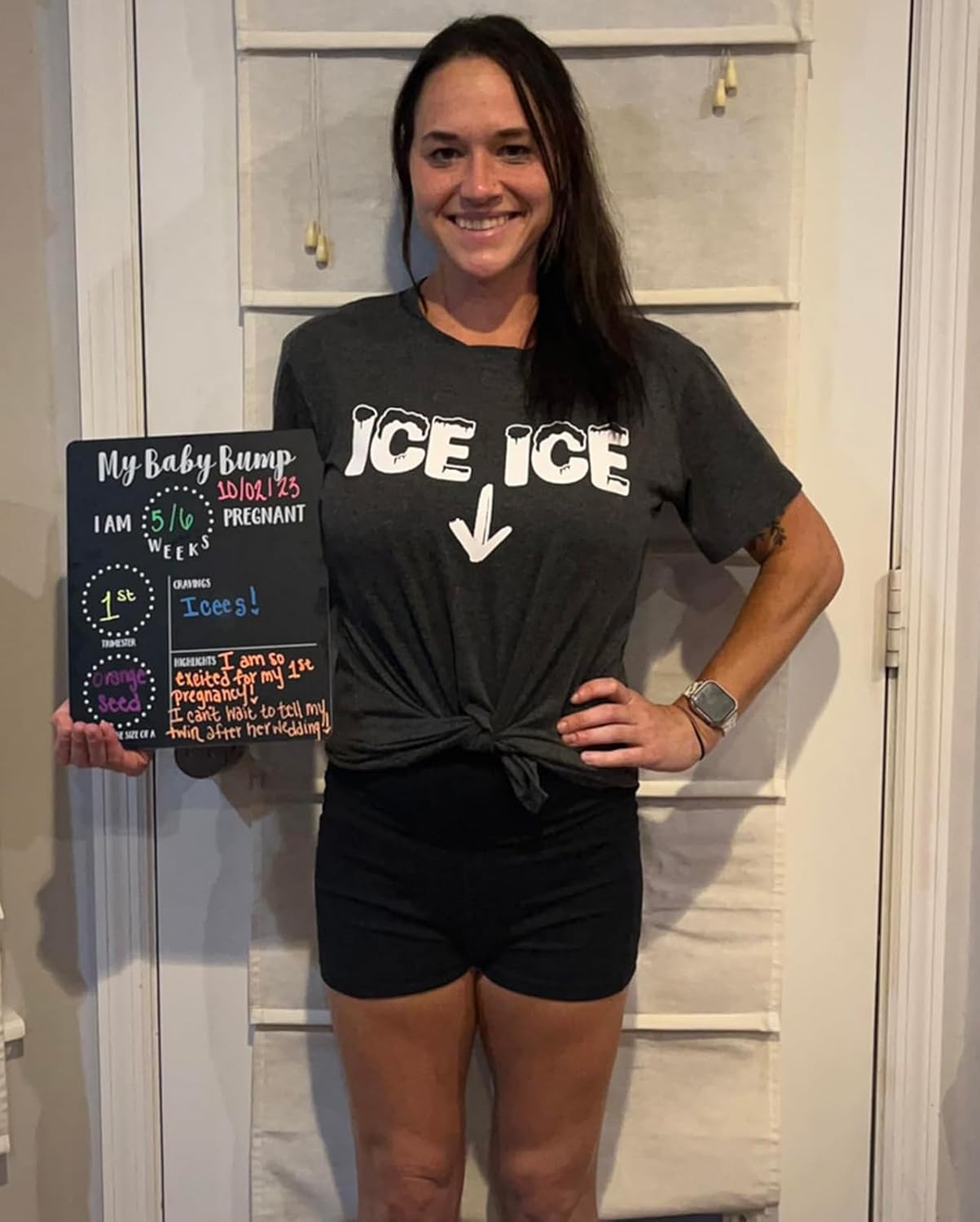 Ice Ice Baby Maternity T-Shirt Women Pregnancy Announcement Shirt Funny Cute Letter Print Pregnant Mom Tee Tops - Image 3