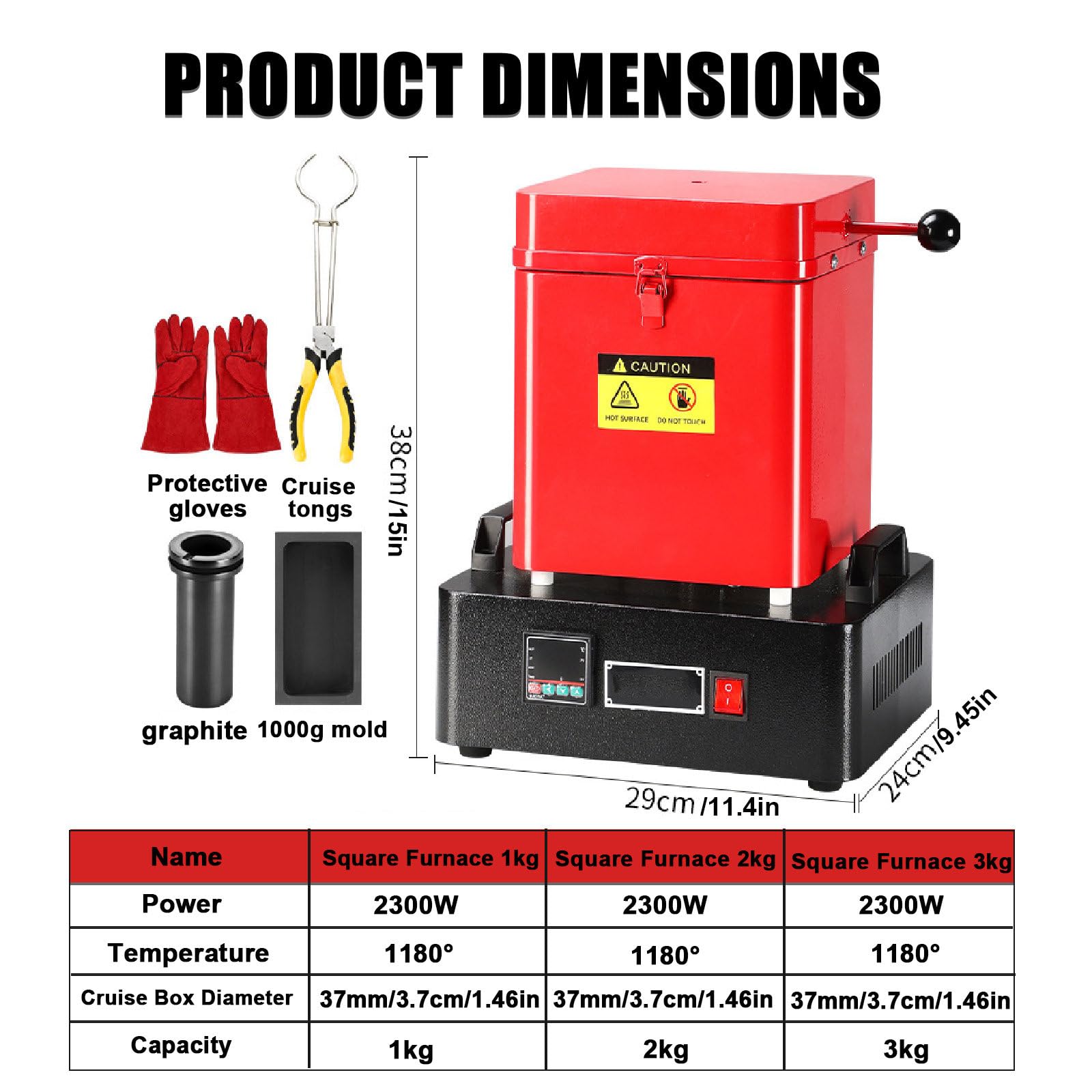 Equipo Eléctrico Mejorado para La Fundición De Oro, con 1, 2 Y 3 Kg, Guantes Resistentes Al Calor, Pinzas para Crisol, Control Digital De Temperatura De 1200 °C 1kg