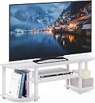 Furinno Turn-S-Tube TV Stand, 3-Tier Entertainment Center for TV up to 55 Inch, TV Console with Round Corner and Open Shelves, for Living Room, Bedroom, White