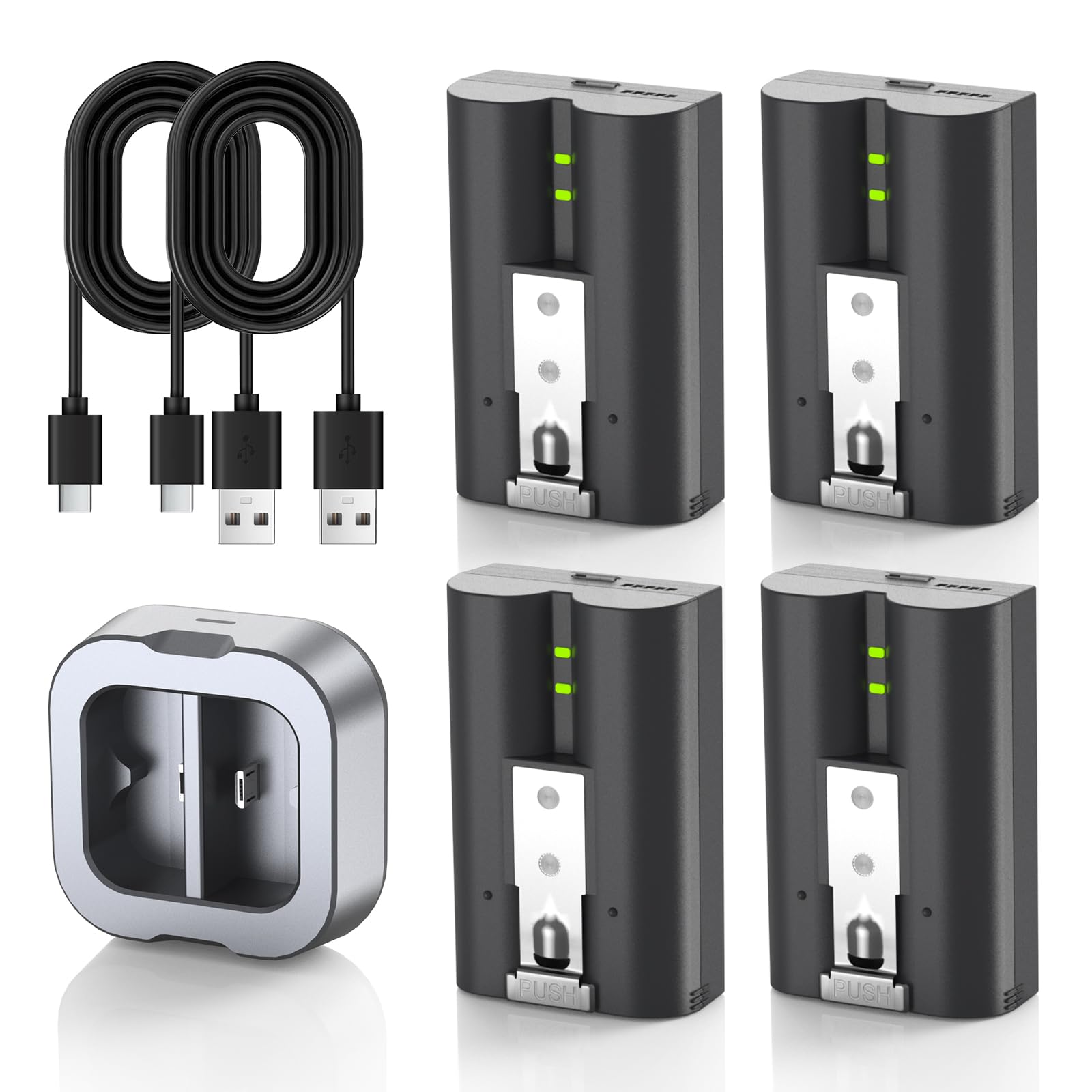 OHZHAO 4 Pack 7200mAh Replacement Battery with Charger Station, High Capacity Camera Battery Compatible with Doorbell 2/3/4/3plus, Stick Up Cam/Peephole Cam for Indoor/Indoor