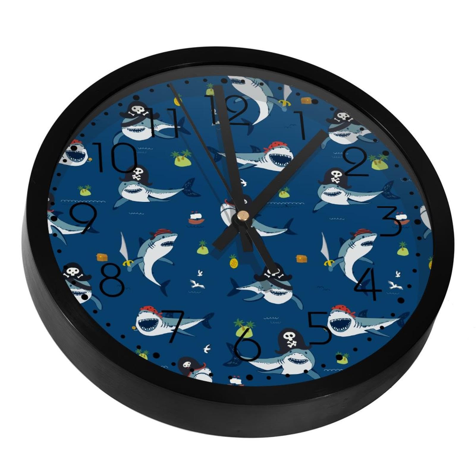 Horloge requin pirate silencieuse à piles déco cuisine bureau salon