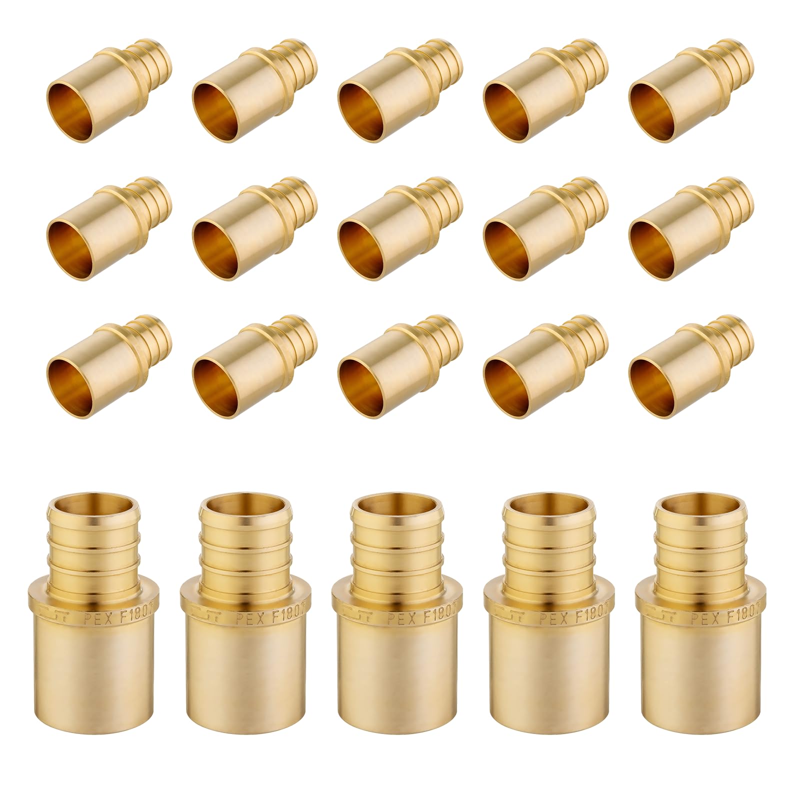 EFIELD Barb Crimp Pex Adaptador de cobre macho de 1/2 x 1/2 pulgada (tubo interior de cobre) accesorio de latón, ASTM F1807 (paquete de 20)