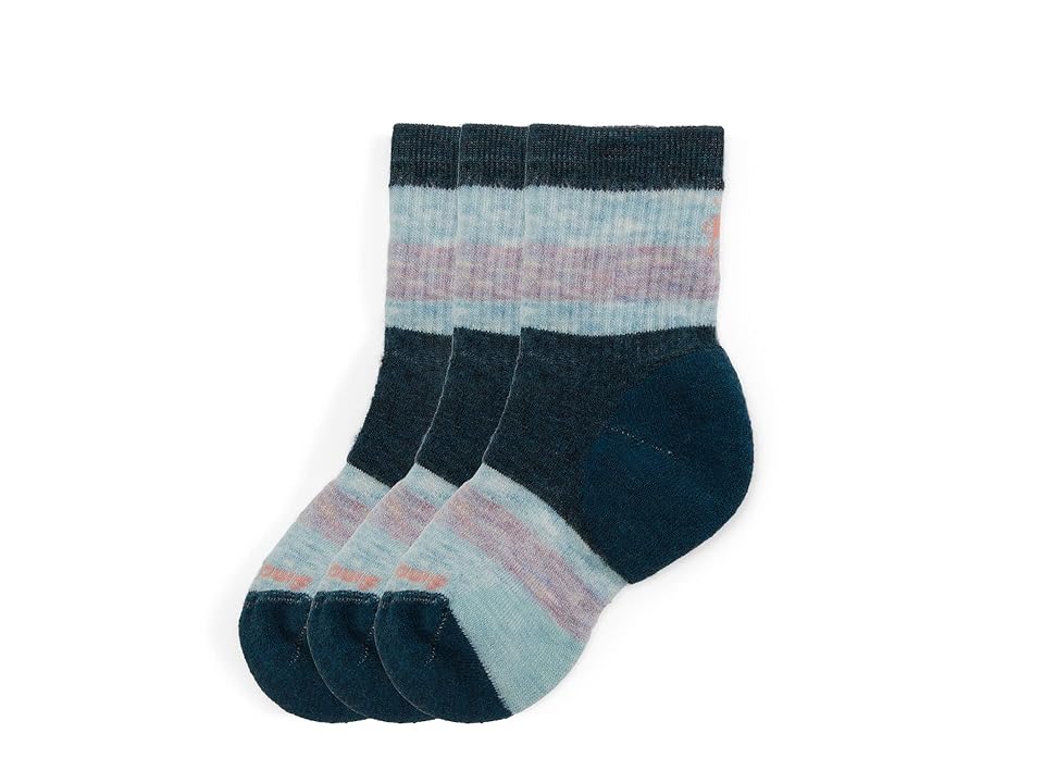 Smartwool Hike Full Cushion Striped Crew Socks 3-pack (toddler/little Kid/big Kid) Kids Shoes Twilight Blue: L
