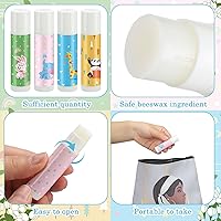 Vista 3 de Bálsamo labial para niños, 24 unidades de bálsamos labiales a granel para baby shower, bálsamo labial de jazmín con patrones lindos para niños