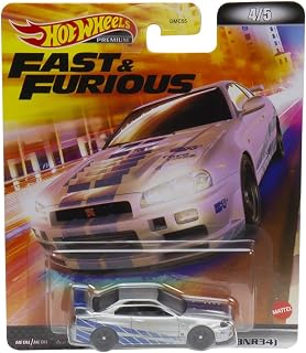 HOT WHEELS Retro Entertainment Collection,Nissan Skyline R34, TV, & Video Games, Iconic Replicas for Play or Display, Gift for Collectors