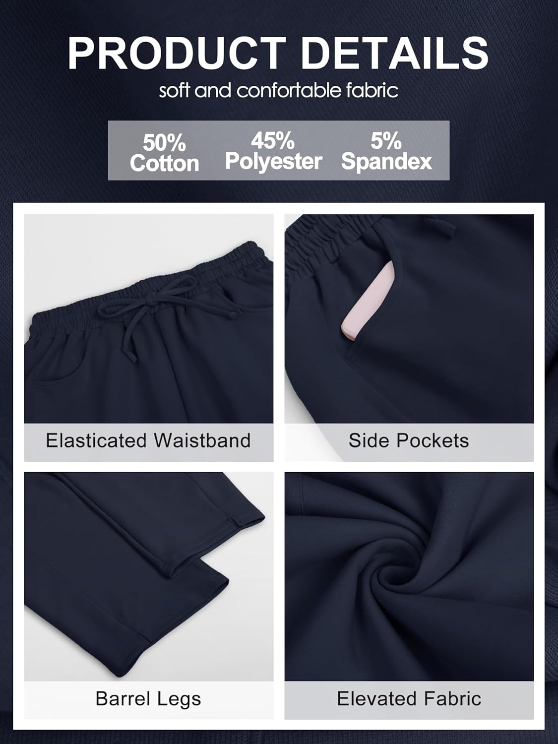 Barrel Sweatpants Women Casual Baggy Elastic Waisted Pants Wide Leg Gym Trousers with Pockets - Image 4