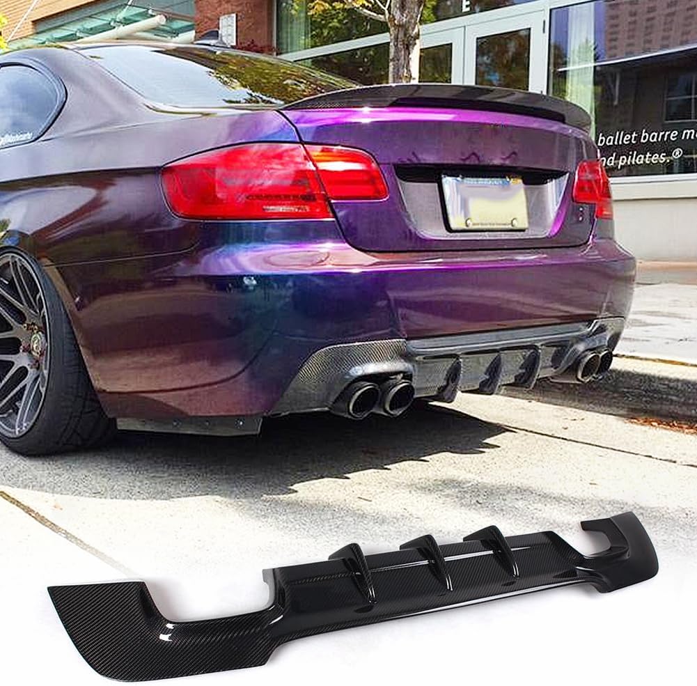 Carbon Fiber Rear Diffuser for BMW 3 Series E92 E93 M Sport 335i 328i 325i Coupe Convertible 2007-2012 Rear Bumper Diffuser Lip Spoiler Factory Outlet (Quand Muffer Twin Out)