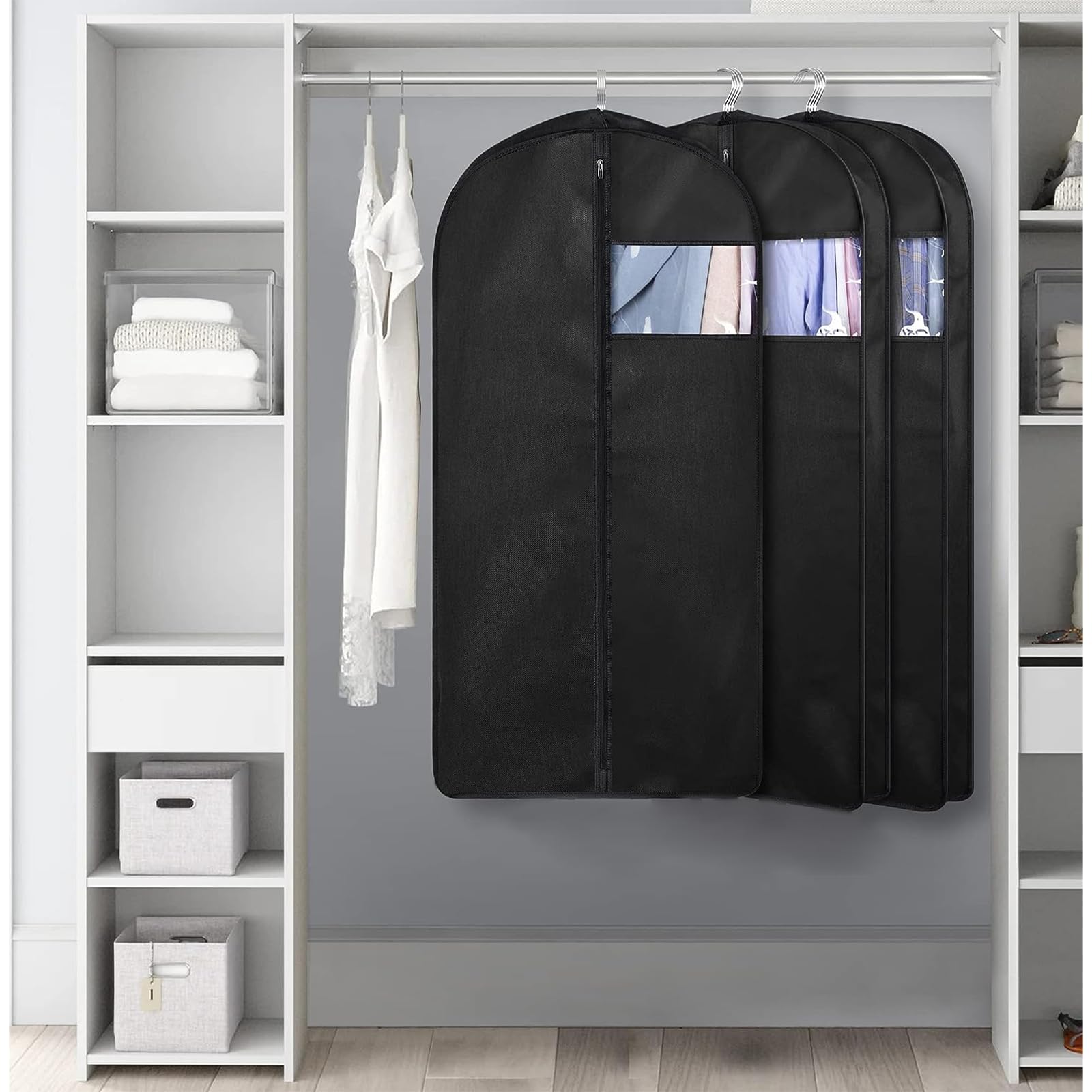 Rideau Anti-Poussière Pour Armoire – Imitation Lin, Rail Inclus, Facile à Installer W100xH80 Cm | Pour Cuisine, Dressing